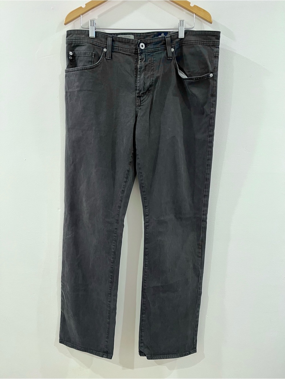 AG Adriano Goldschmied Protege Straight Leg Jeans 36x34 Black Faded Made in USA